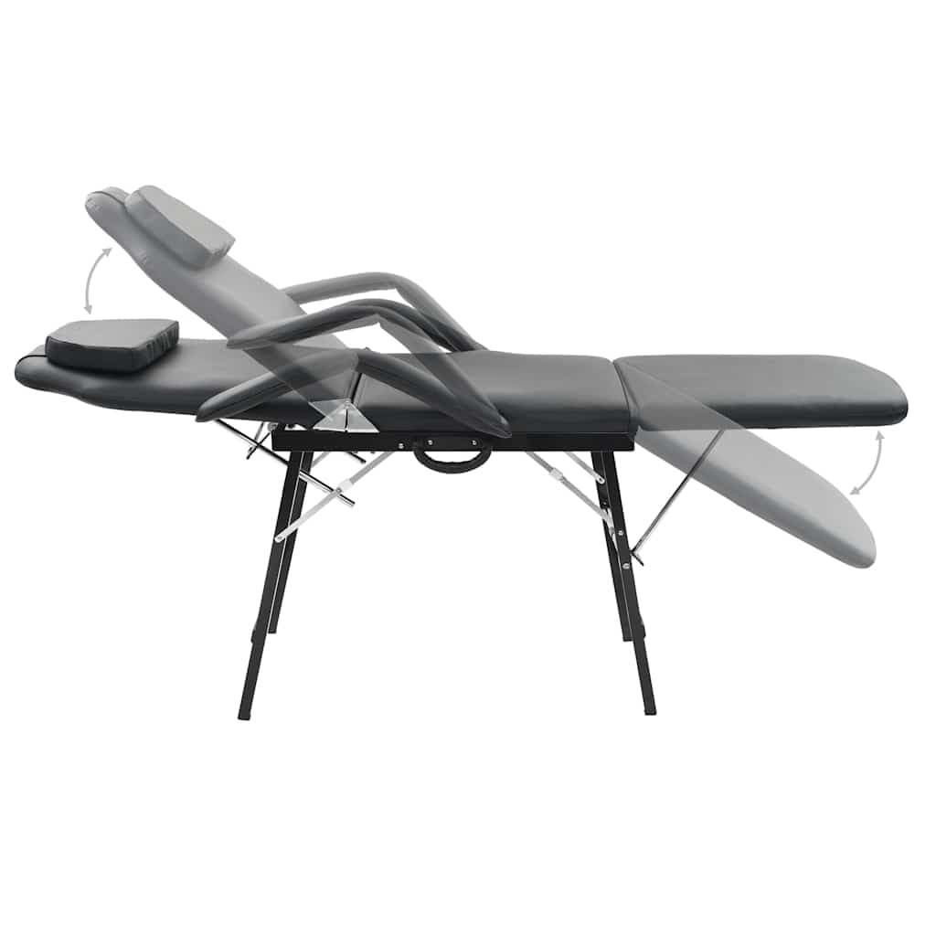Portable Facial Treatment Chair Black Massage Bed Salon Home Reclining Footrest