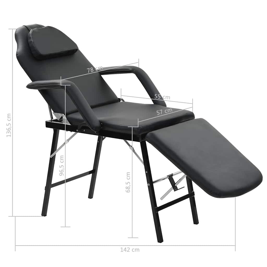 Portable Facial Treatment Chair Black Massage Bed Salon Home Reclining Footrest