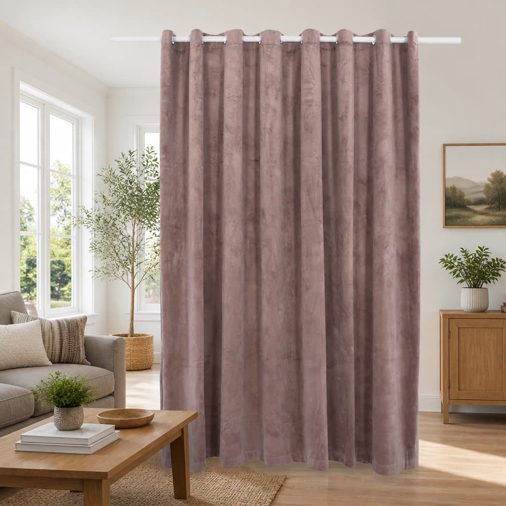 Pink Velvet Blackout Curtain with Metal Rings for Sophistication