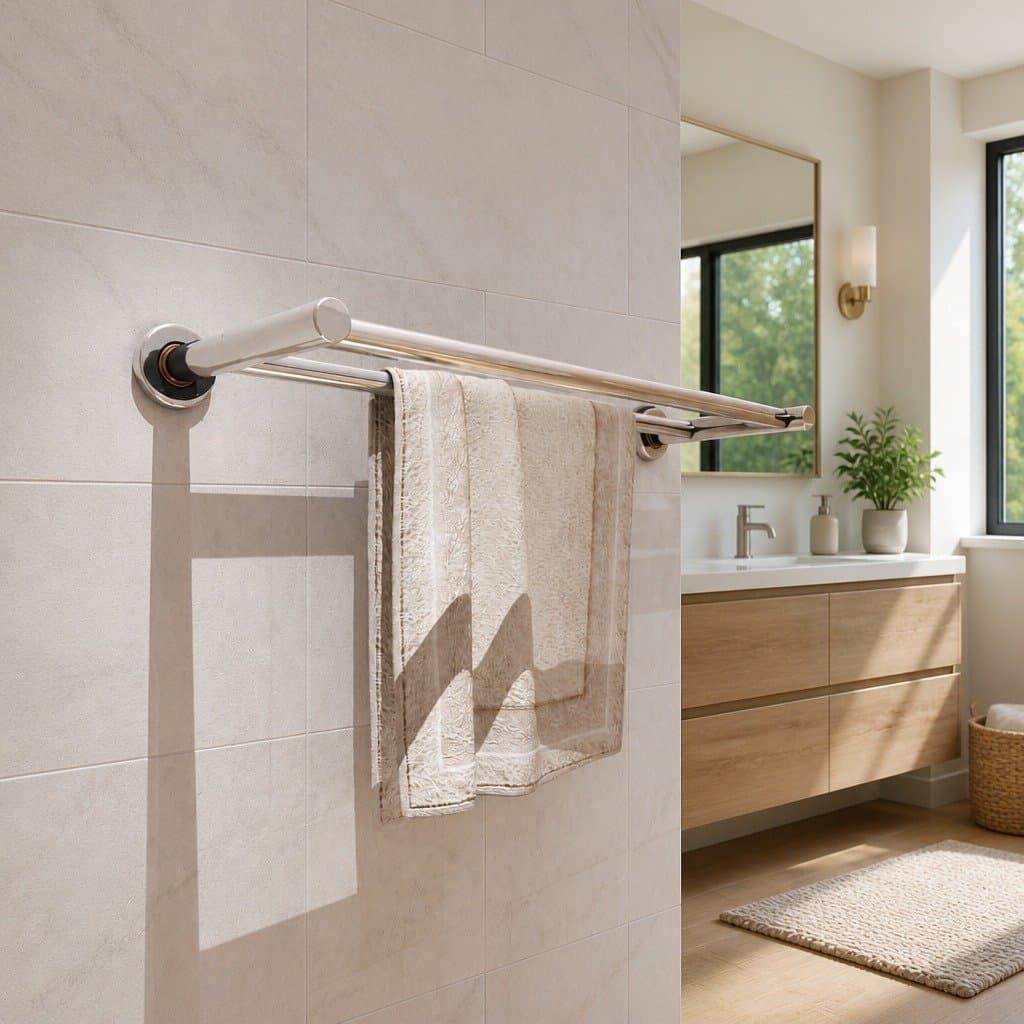 Silver Wall Mounted Towel Rack with 2 Tubes