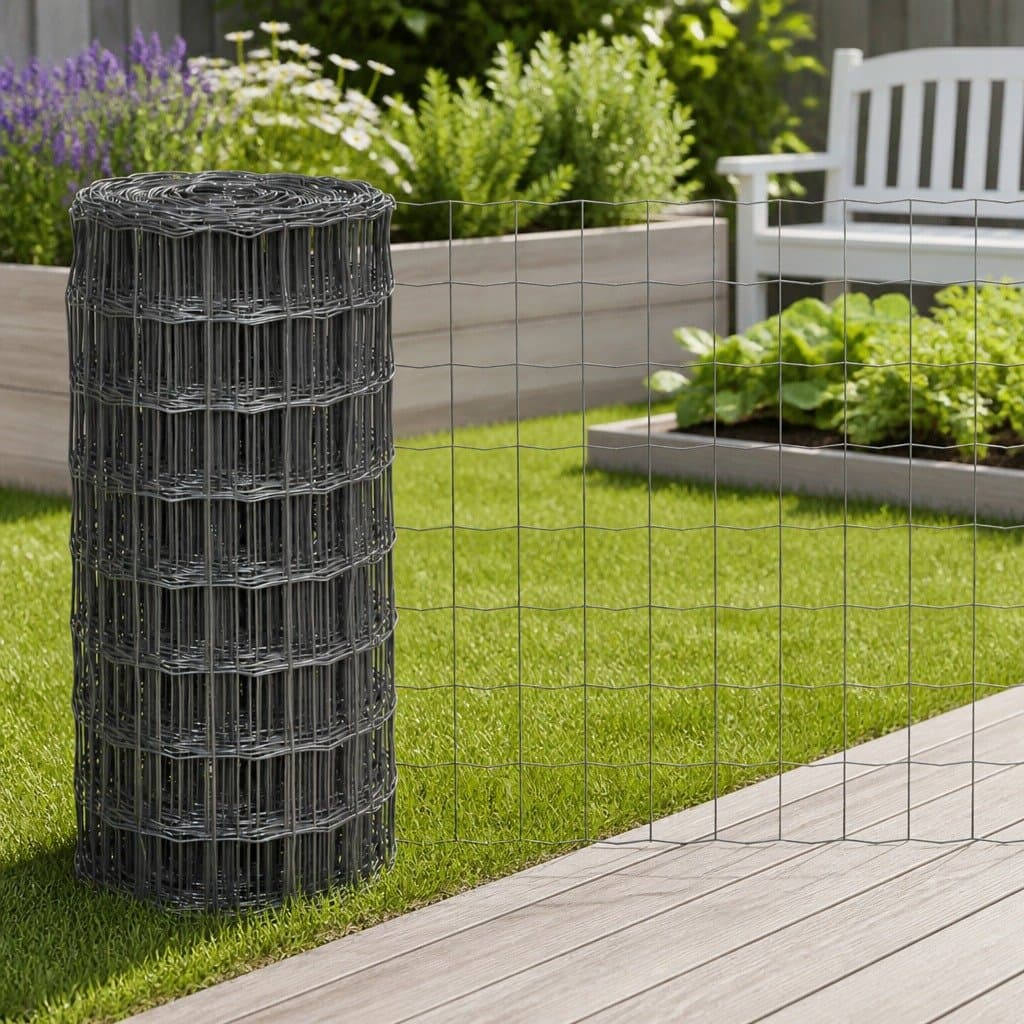 Wire Fence Grey PVC-Coated Iron Mesh Panel Garden Poultry Farm Yard Barrier