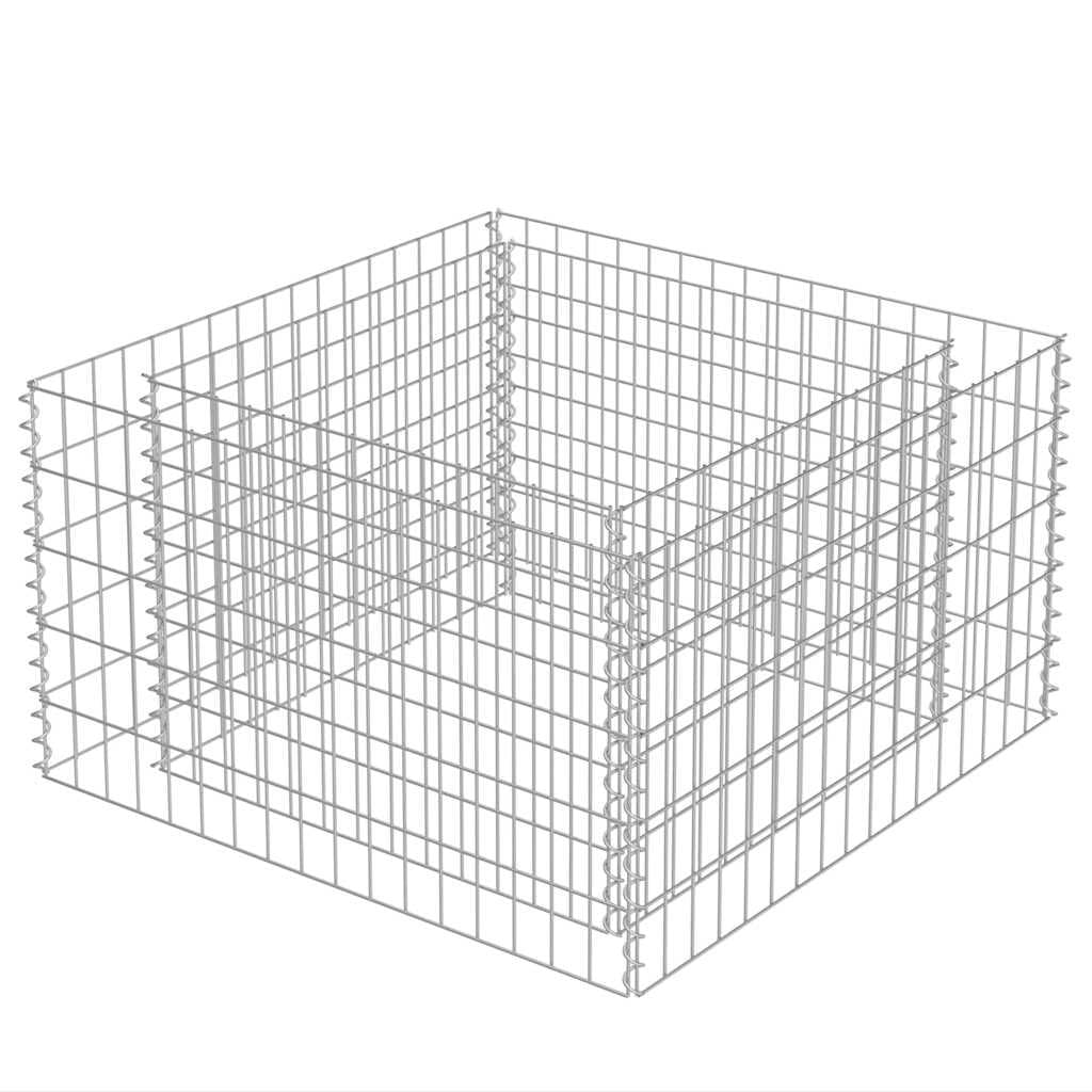 Gabion Raised Bed Planter in Silver Galvanised Steel