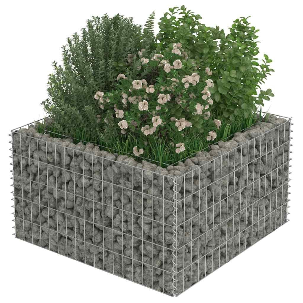 Gabion Raised Bed Planter in Silver Galvanised Steel