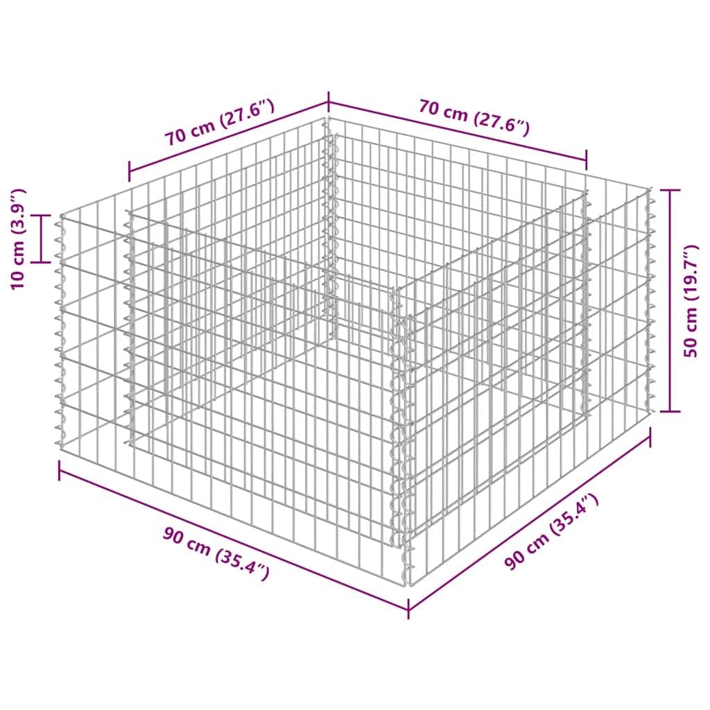 Gabion Raised Bed Planter in Silver Galvanised Steel