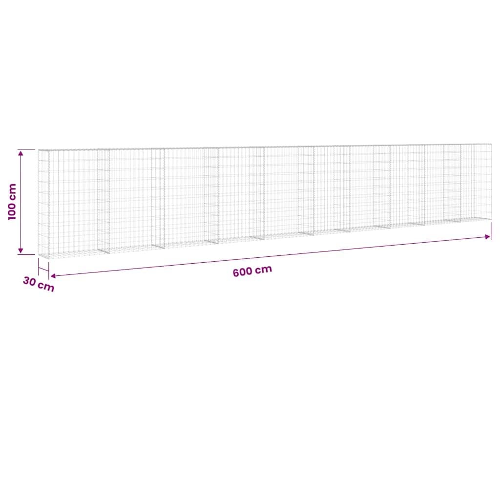 Silver Steel Gabion Wall Panel 600x30x100cm