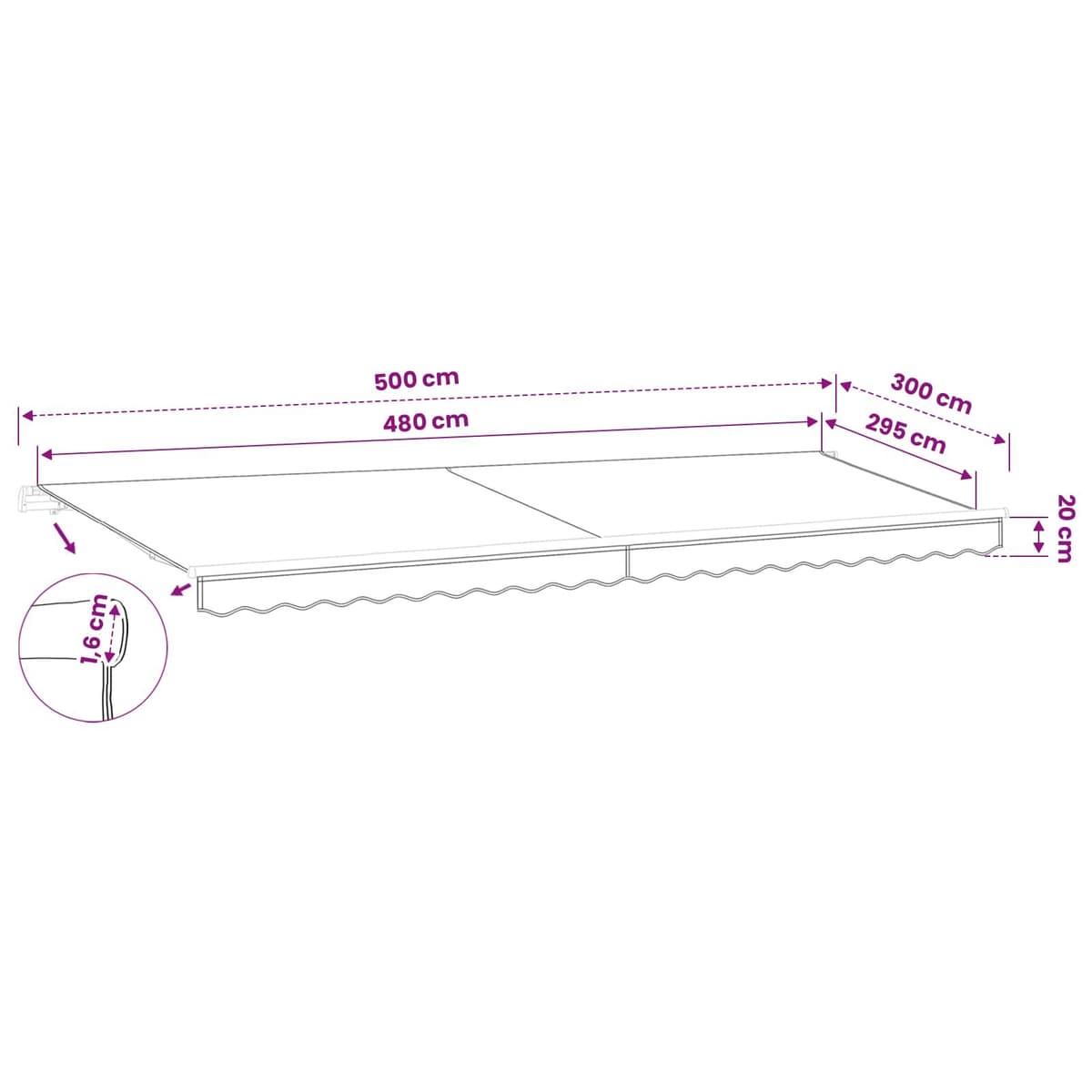 Cream Awning Replacement Fabric 5x3m for Outdoor Shade