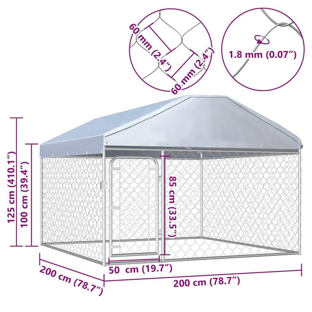 Outdoor Dog Kennel with Roof 200x200x135cm