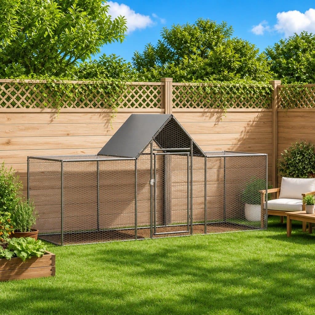 Galvanised Steel Chicken Coop 3x1x1.5m for Poultry