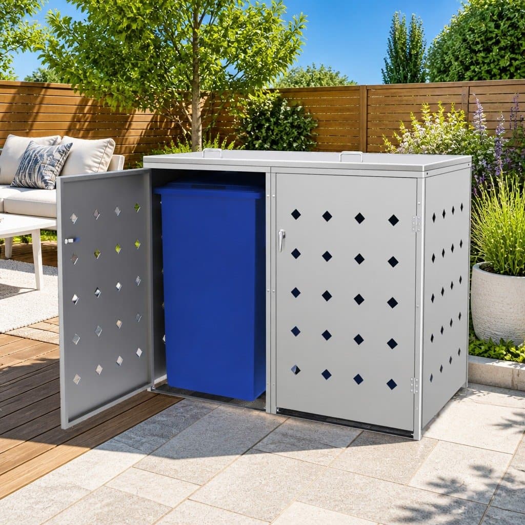 Stainless Steel Double Wheelie Bin Shed 240L Garbage Storage