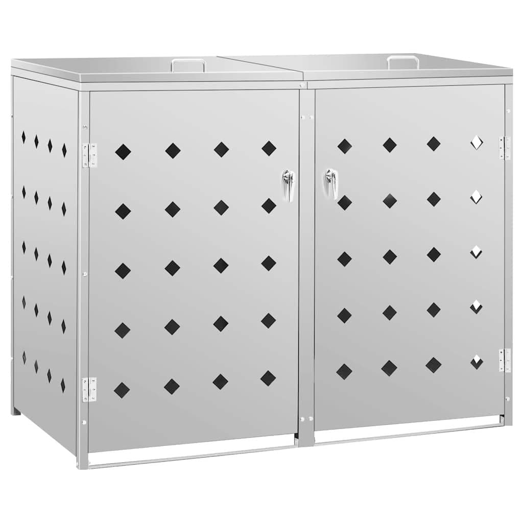 Stainless Steel Double Wheelie Bin Shed 240L Garbage Storage