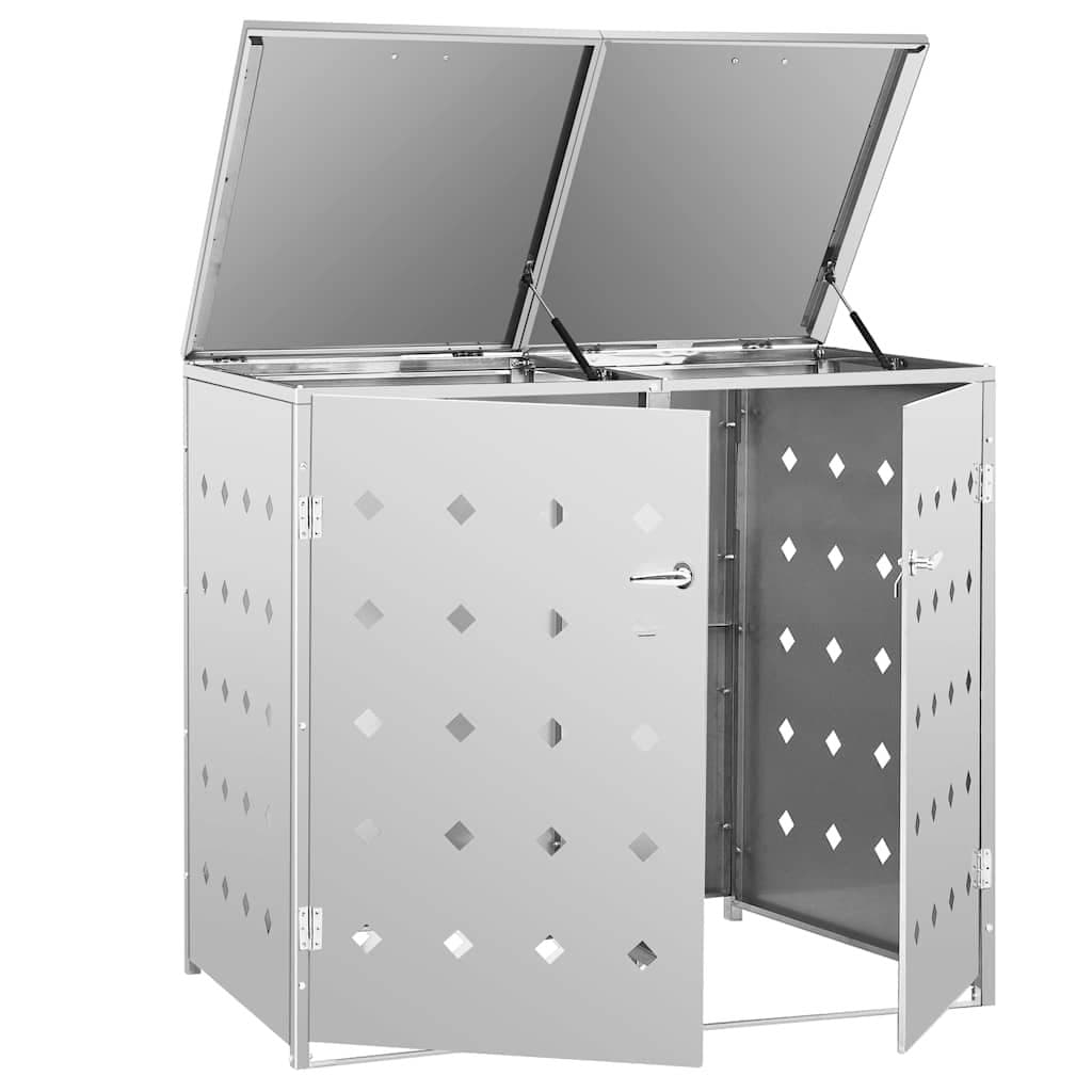 Stainless Steel Double Wheelie Bin Shed 240L Garbage Storage
