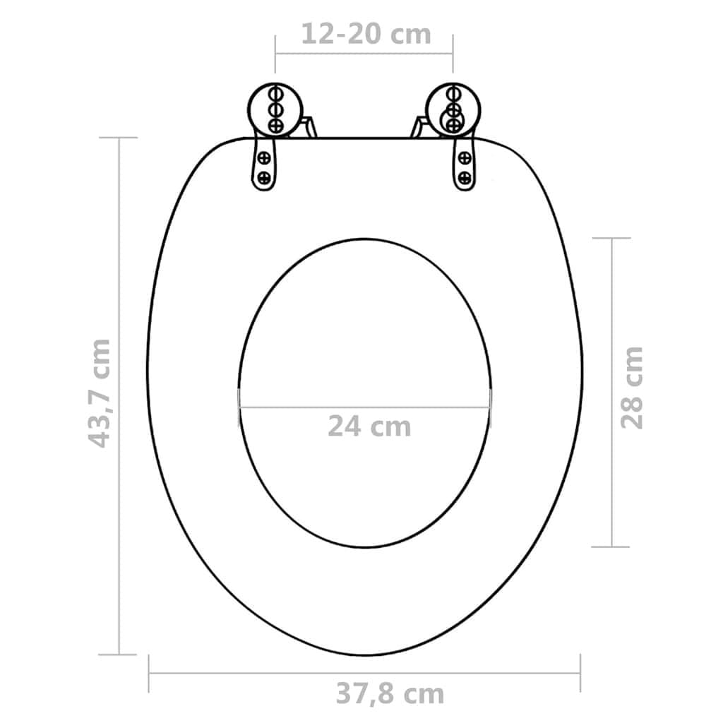 Toilet Seat with Soft Close Lid Blue Water Drop Design MDF Adjustable Hinges