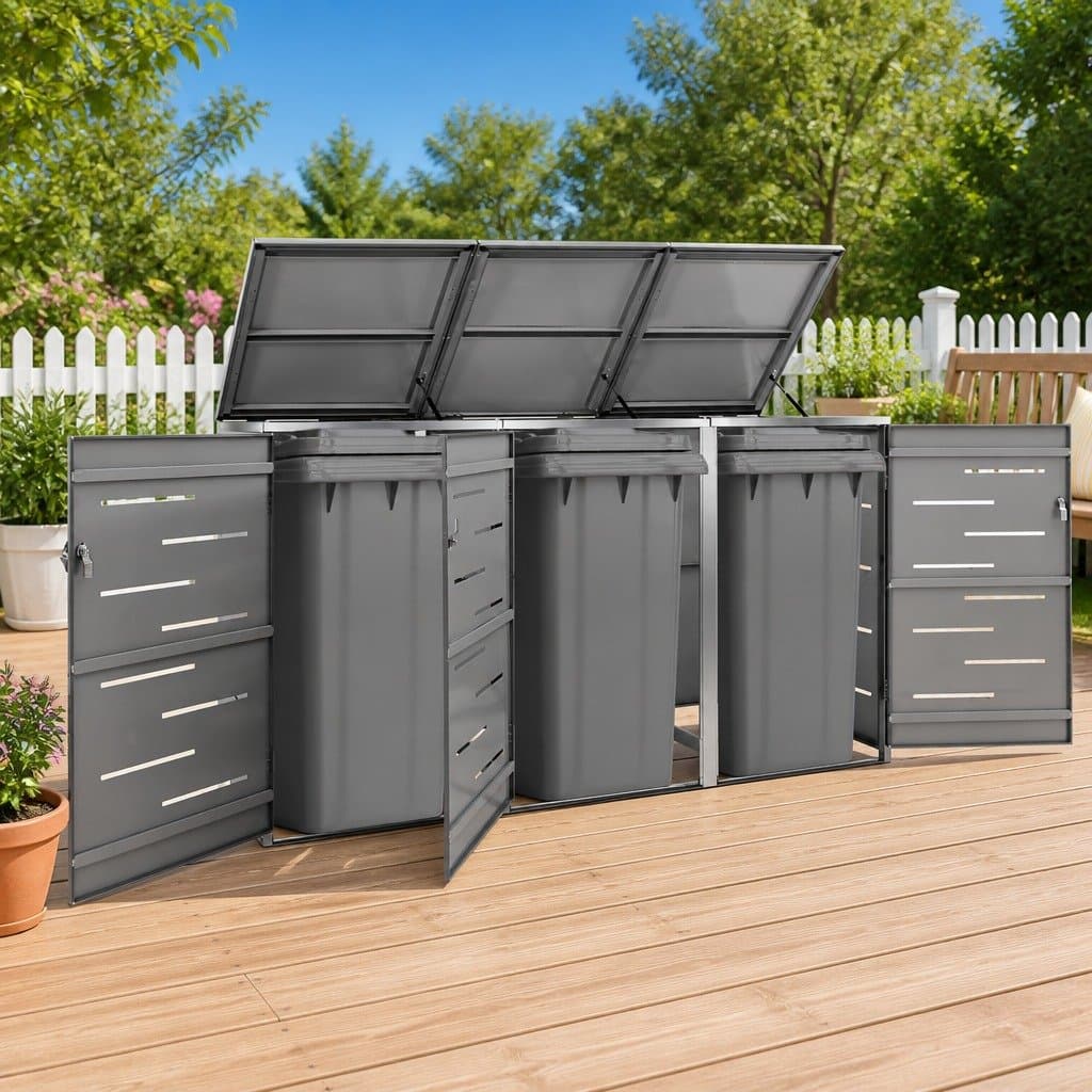 Wheelie Bin Shed 207x77.5x115cm for Waste Storage