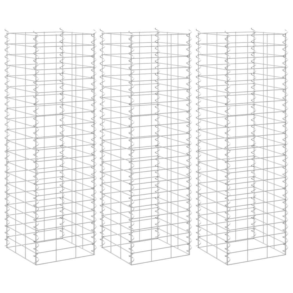 Gabion Raised Beds 3 pcs 30x30x100 cm Iron Retaining Wall Garden Planter Box