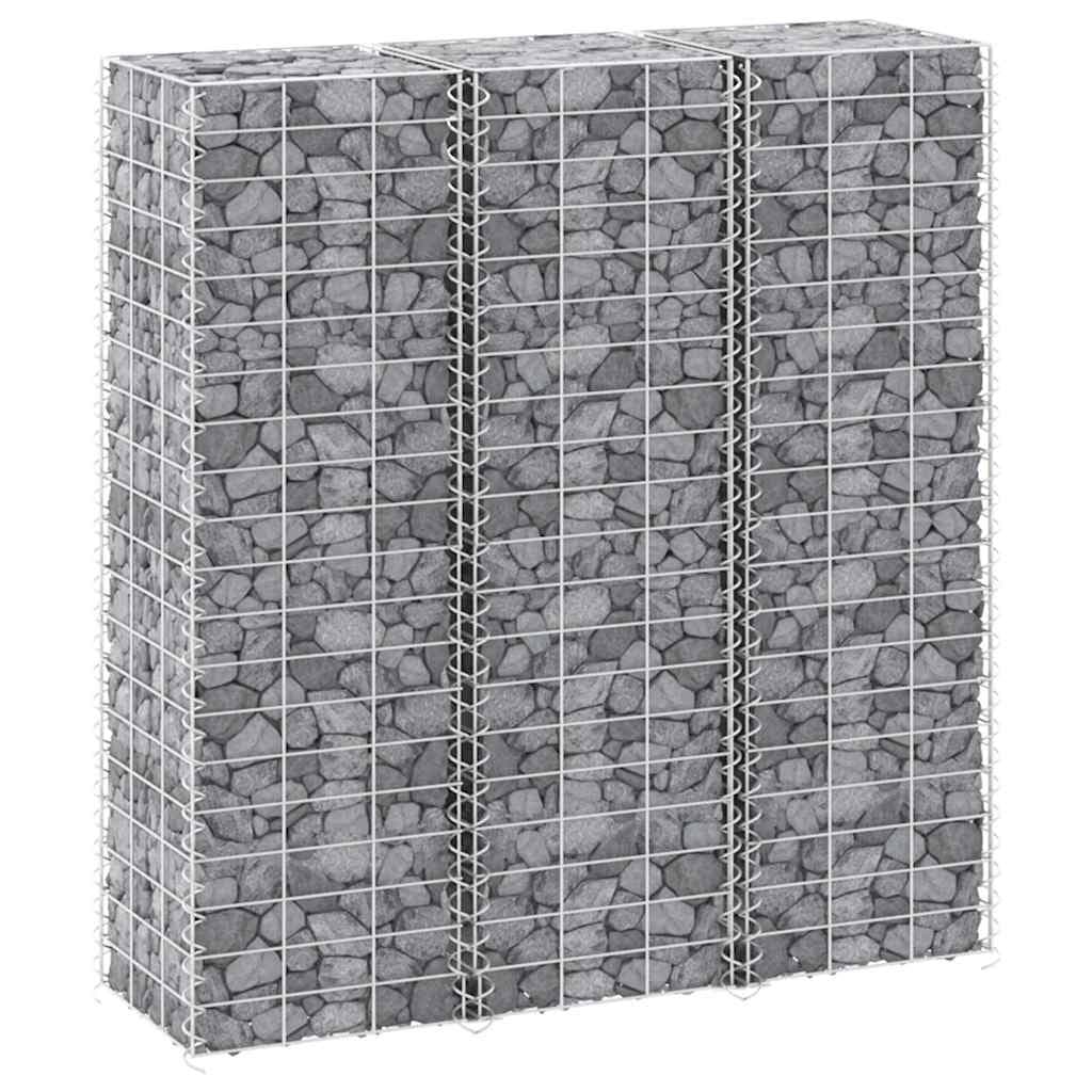 Gabion Raised Beds 3 pcs 30x30x100 cm Iron Retaining Wall Garden Planter Box