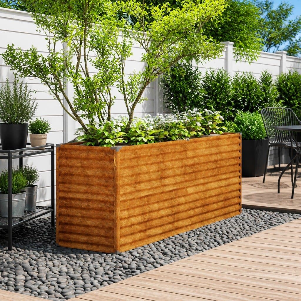 Corten Steel Garden Raised Bed Planter 196x50x69cm