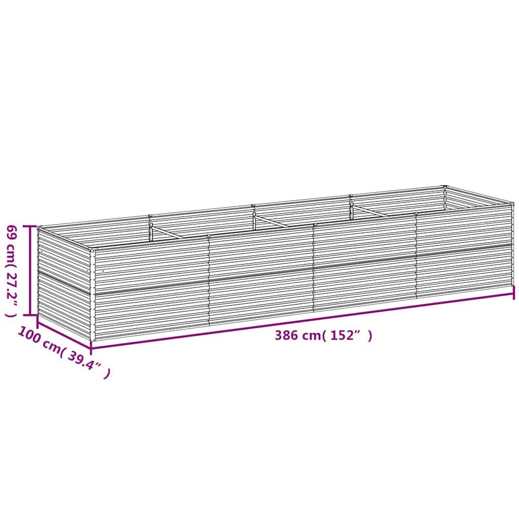 Garden Planter Box Corten Steel Raised Bed Brown 386x100x69cm Outdoor Vegetable Flower