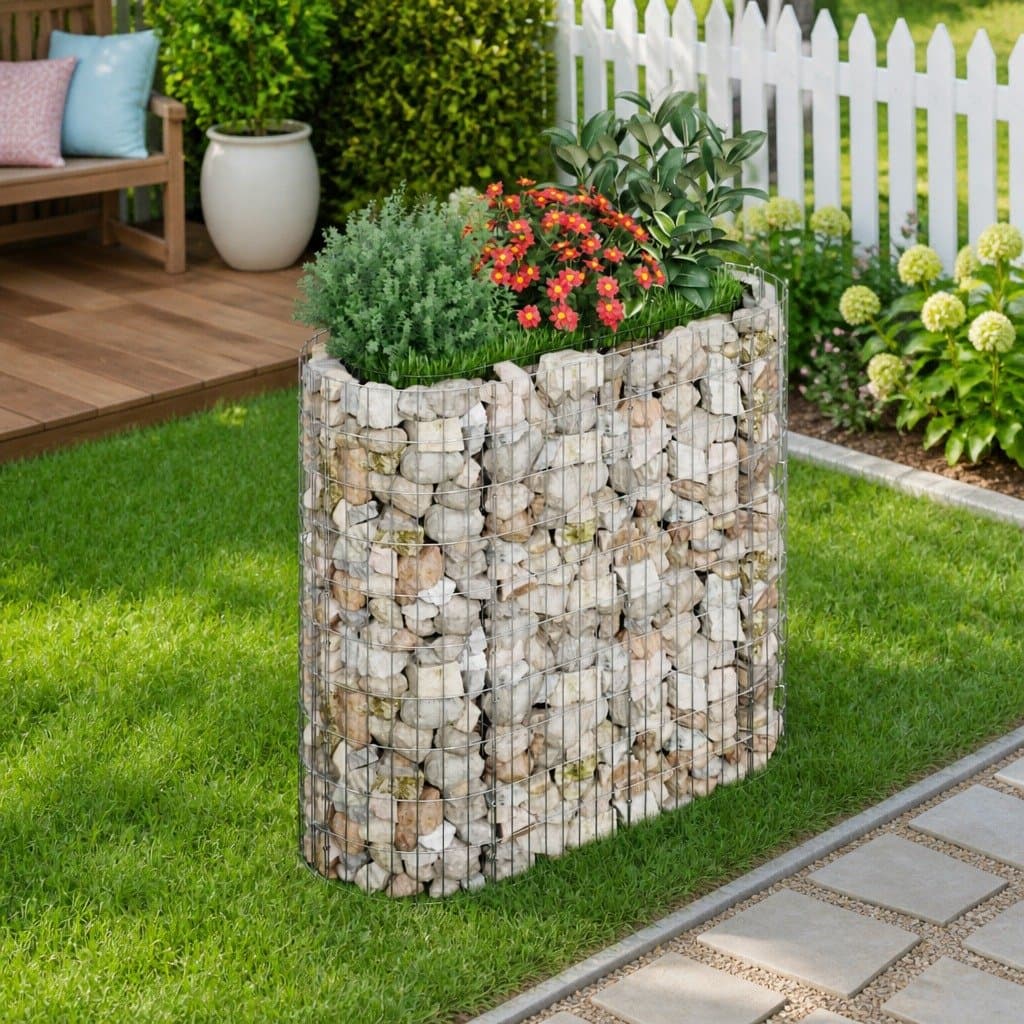 Gabion Raised Bed Planter in Silver