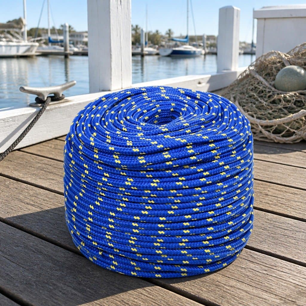 25m Blue Braided Polypropylene Marine Dock Line 8mm