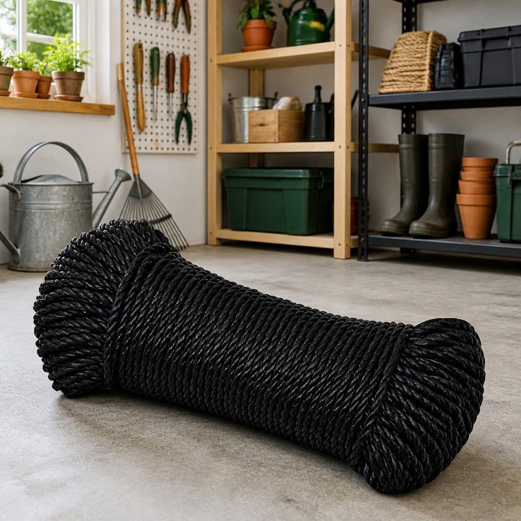 Black Twisted Polypropylene Work Rope 8mm 50m