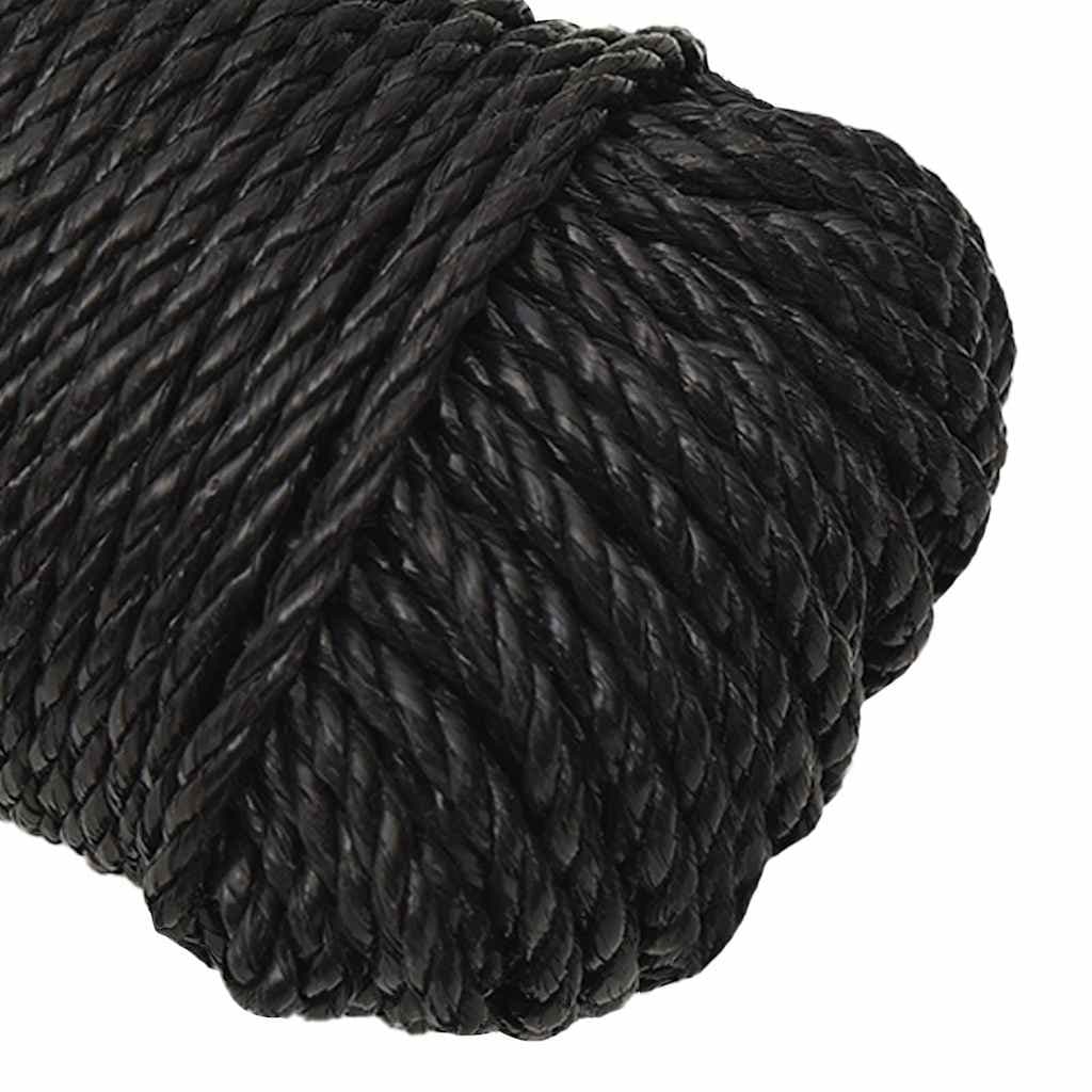 Black Twisted Polypropylene Work Rope 8mm 50m