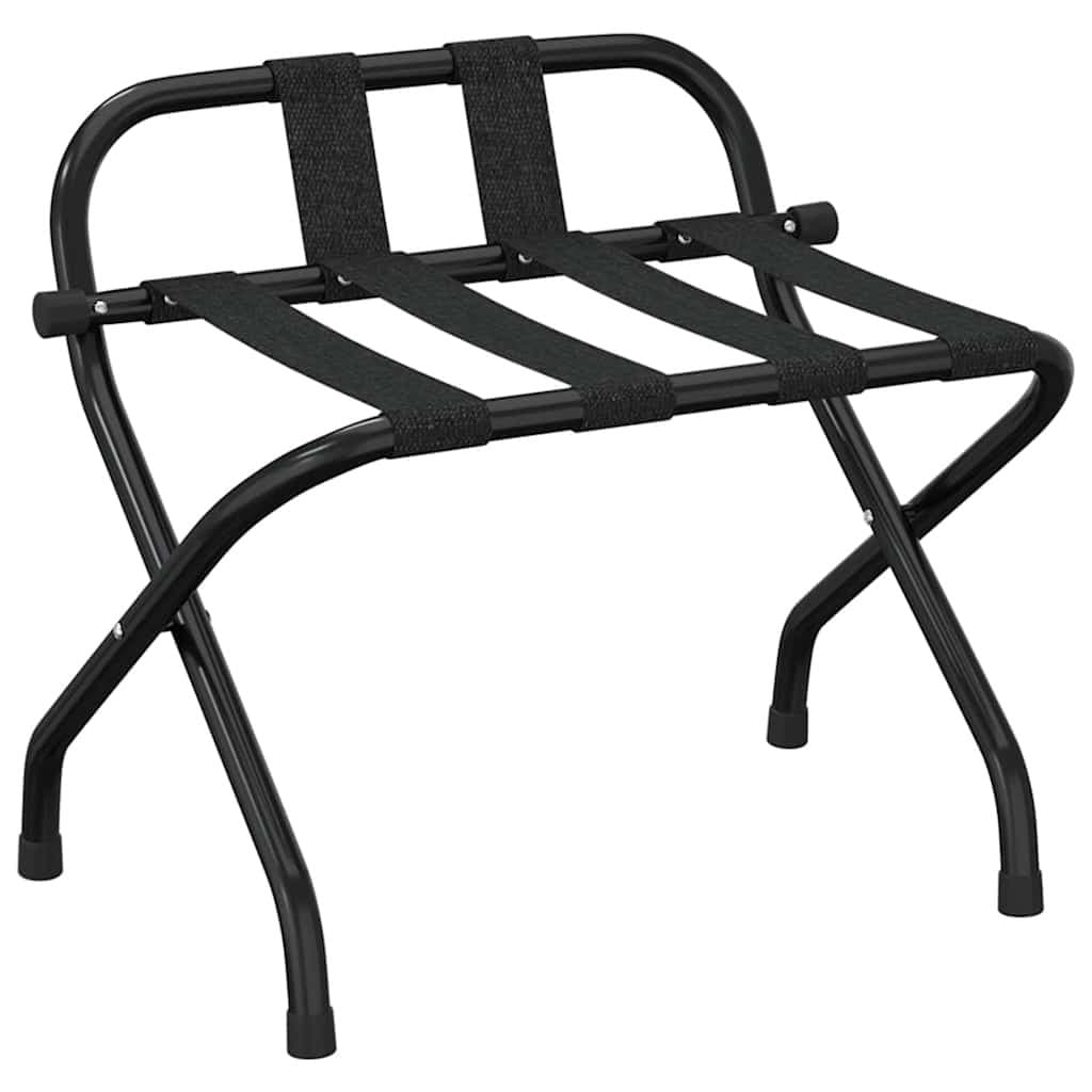 Black Luggage Rack with Backrest for Hotels