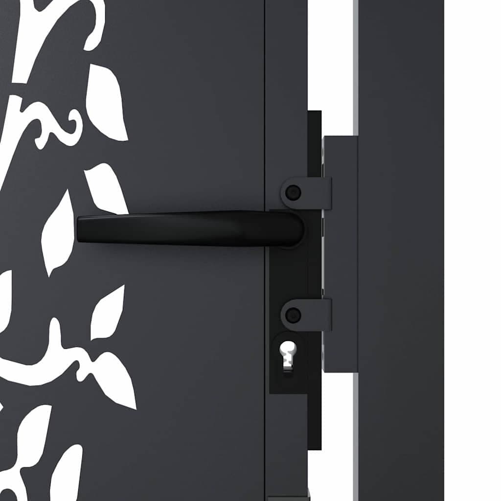 Garden Gate Anthracite 100x75 cm Steel Laser-Cut Design Outdoor Fencing Entrance