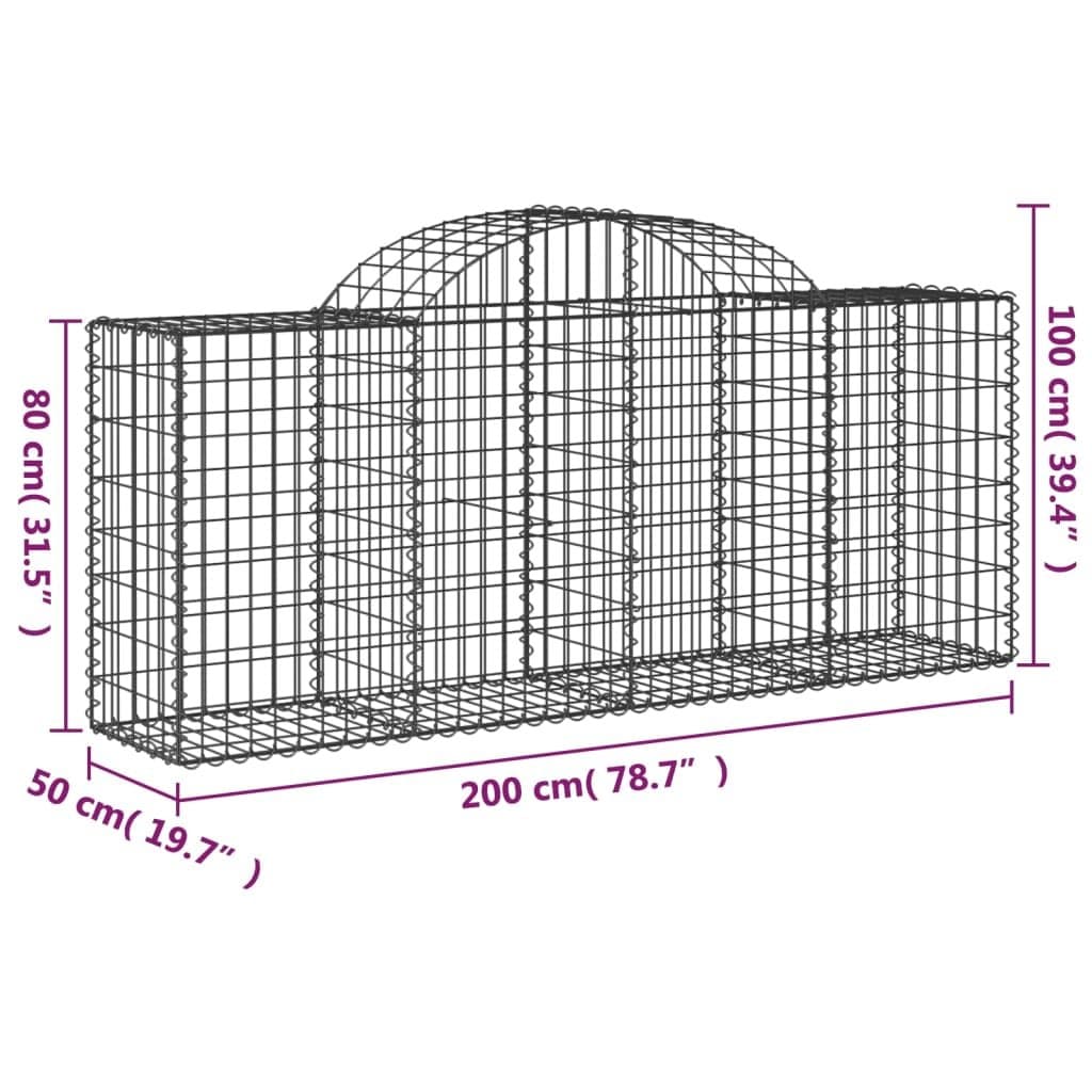 Arched Gabion Basket 200x50x80/100 cm for Gardens