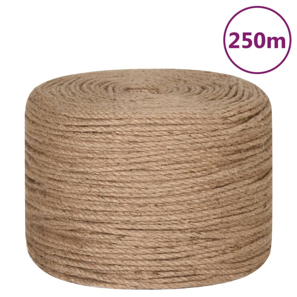 Natural Brown Jute Rope 250m x 8mm for Crafts and Garden