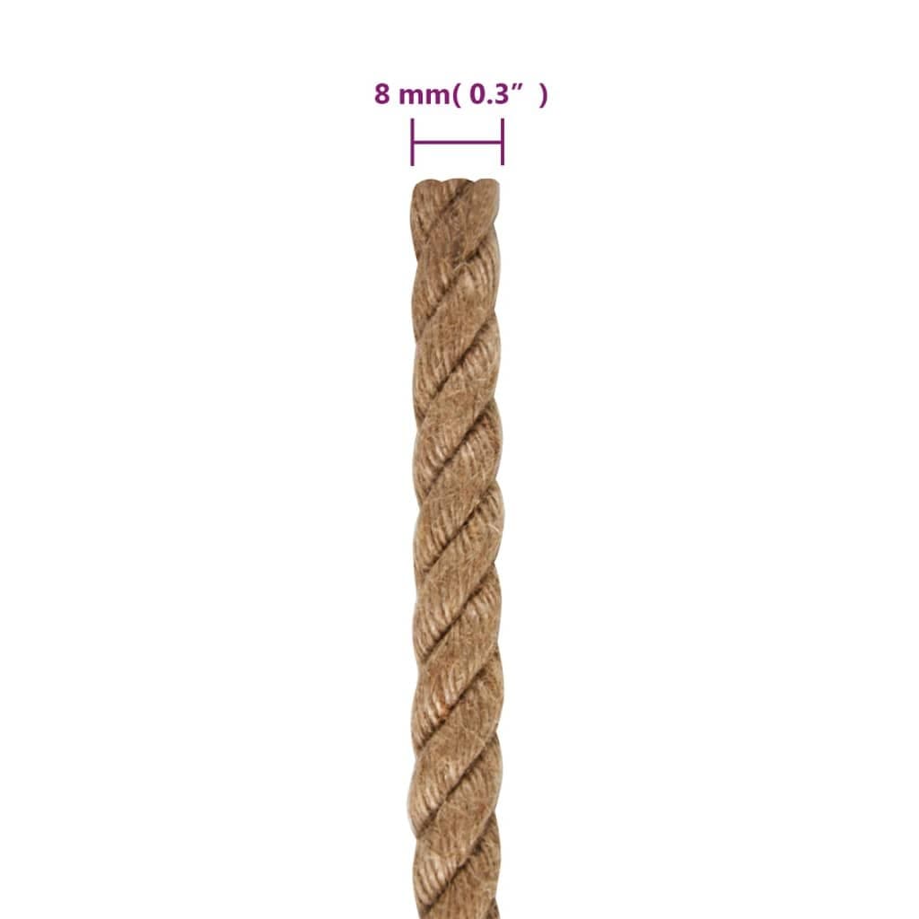 Natural Brown Jute Rope 250m x 8mm for Crafts and Garden