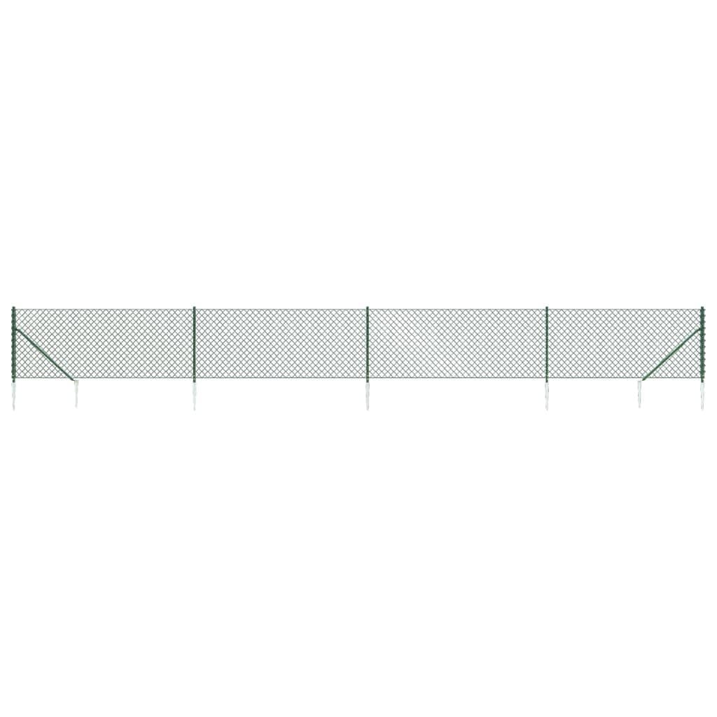 Green Chain Link Fence Panel 0.8x10m with Anchors