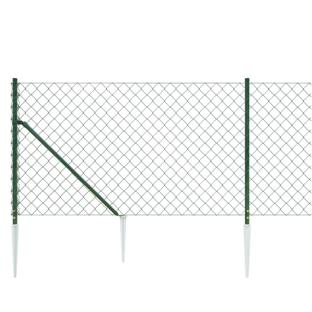 Green Chain Link Fence Panel 0.8x10m with Anchors