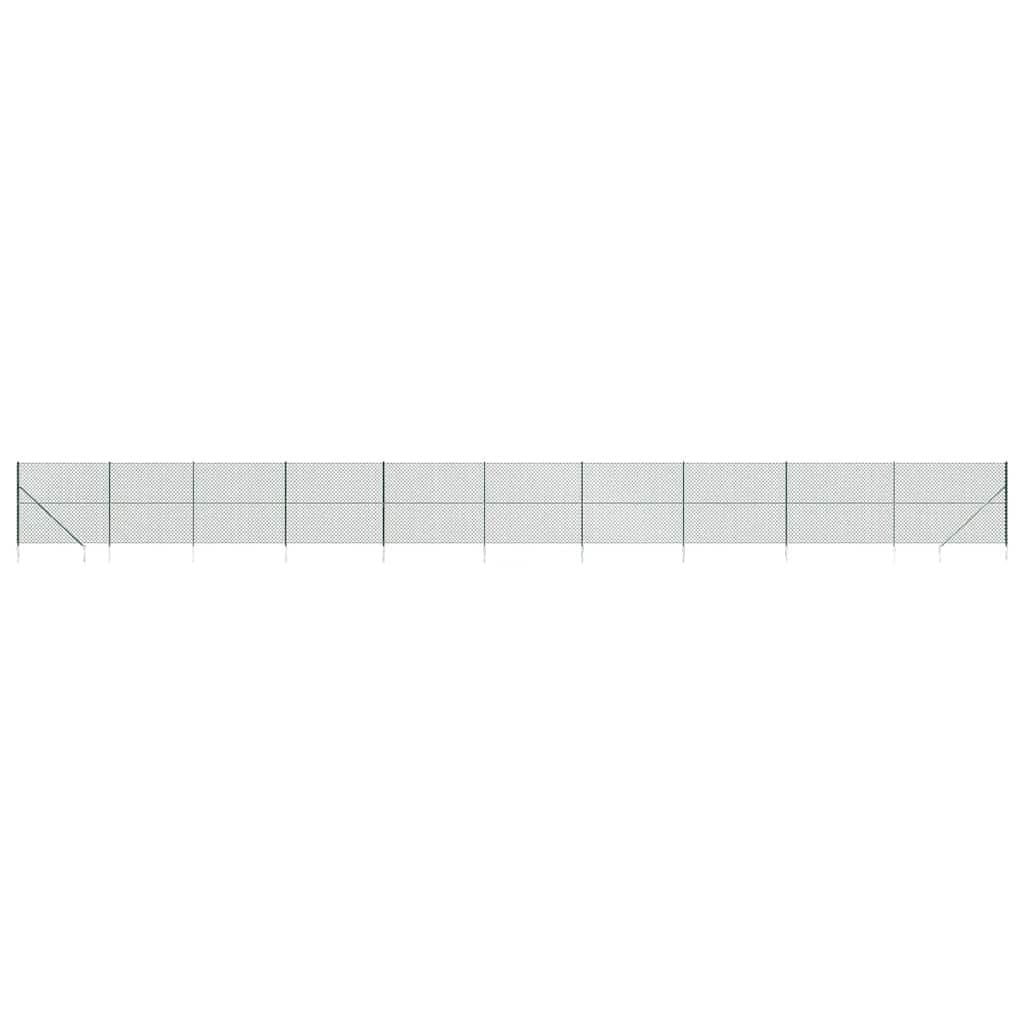 Green Chain Link Fence 1.6x25m with Spike Anchors