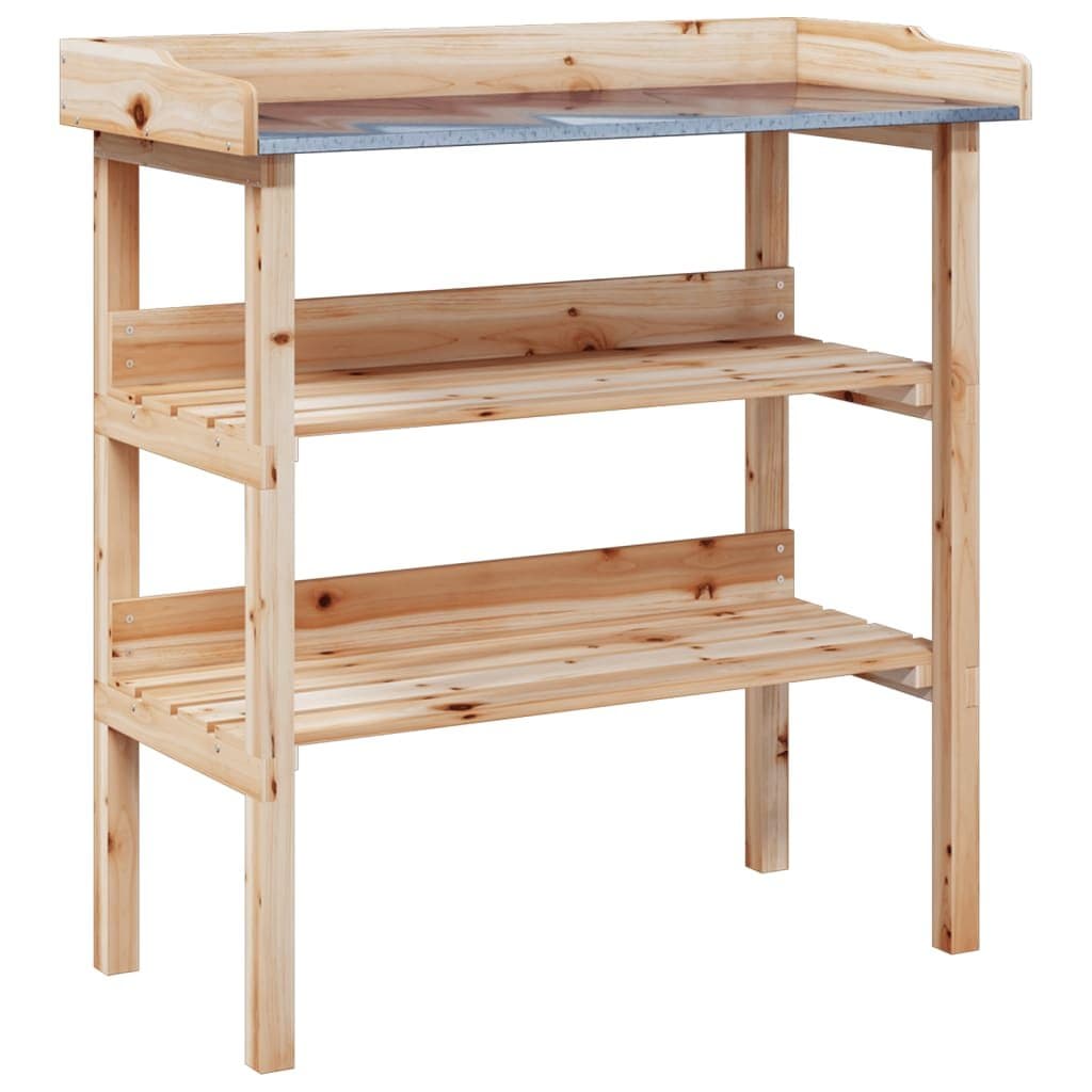 Plant Stand Table with 2 Shelves Potting Bench Garden Worktop Storage Display