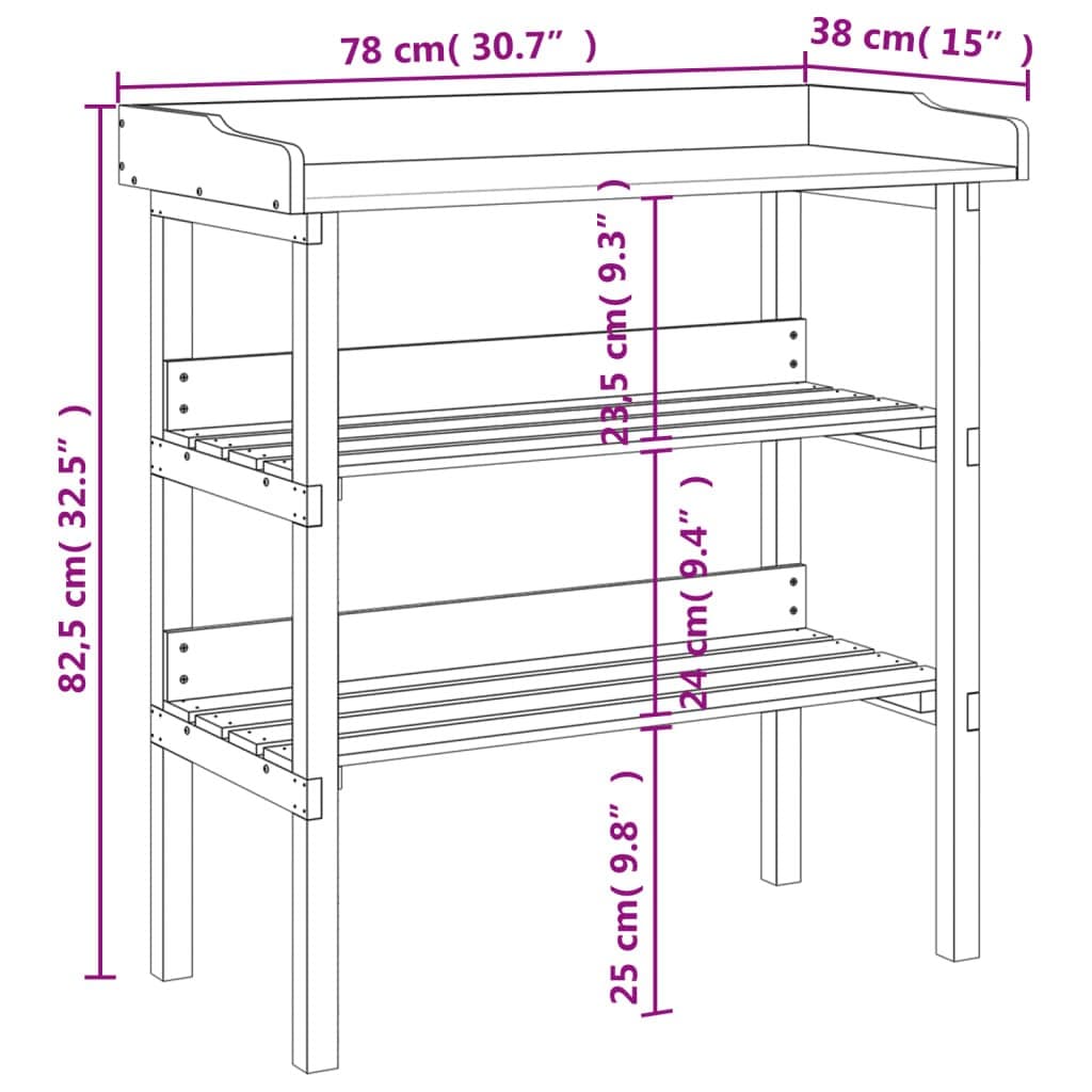 Plant Stand Table with 2 Shelves Potting Bench Garden Worktop Storage Display