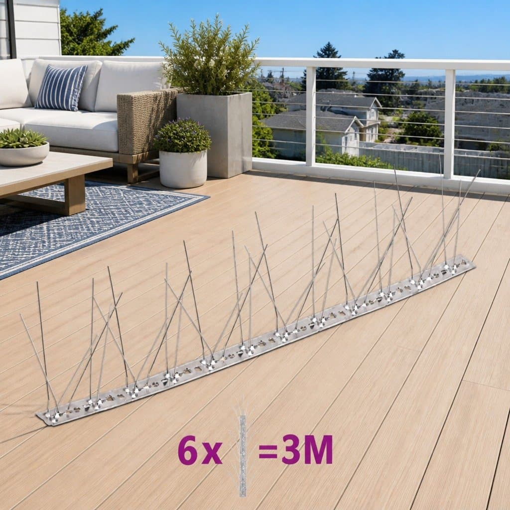 Bird Spikes 5-Row Stainless Steel Pigeon Deterrent Set of 6 3m Pest Repellent