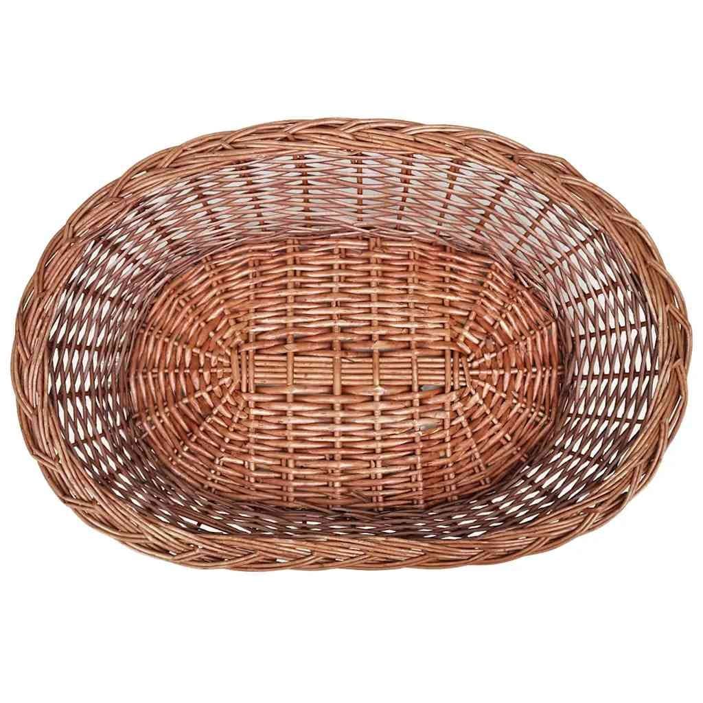 Brown Willow Woven Dog Basket Pet Bed 50cm