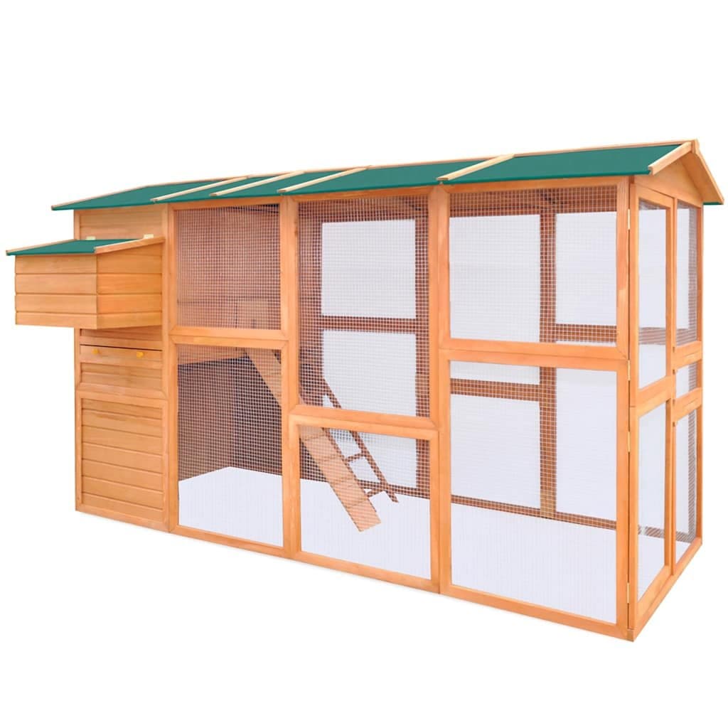 Wooden Chicken Coop with Nesting Box Brown 295x163x170cm