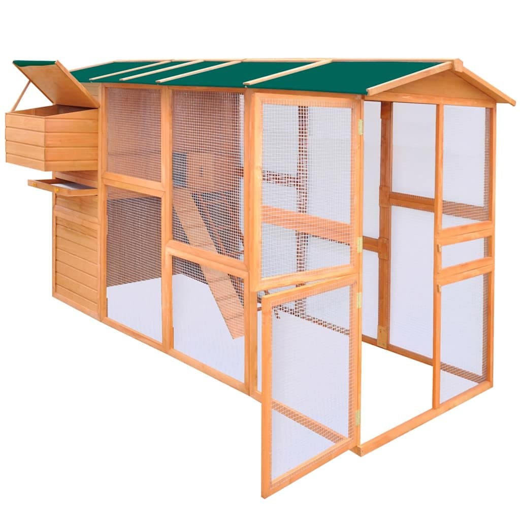 Wooden Chicken Coop with Nesting Box Brown 295x163x170cm