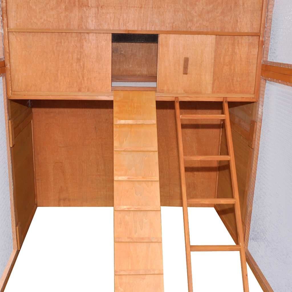 Wooden Chicken Coop with Nesting Box Brown 295x163x170cm