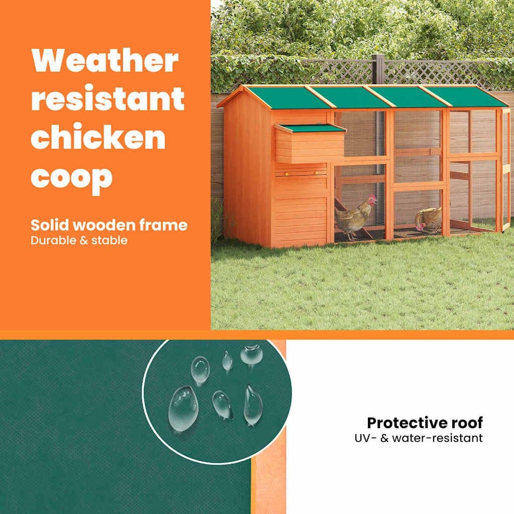 Wooden Chicken Coop with Nesting Box Brown 295x163x170cm