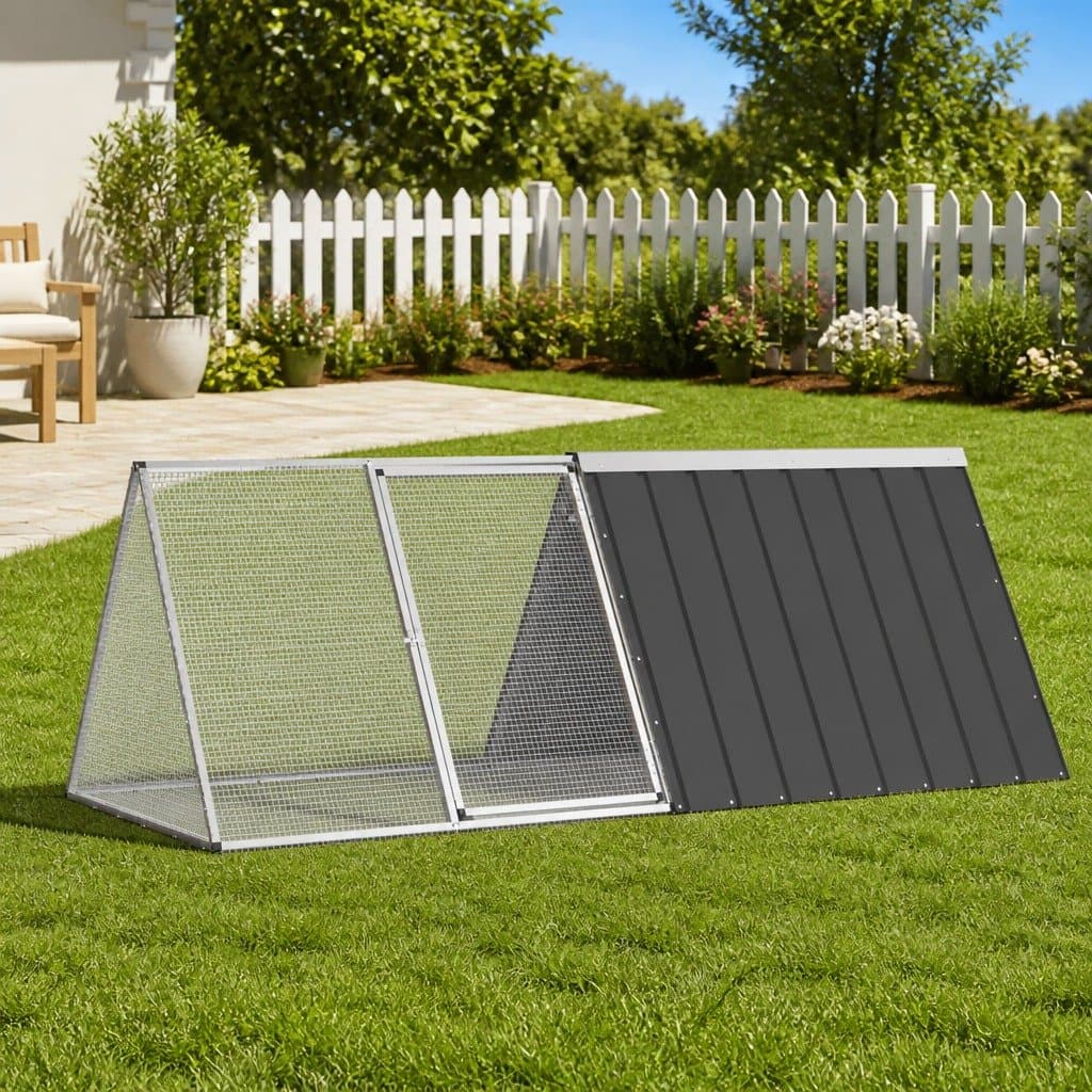 Anthracite Galvanised Steel Rabbit Cage Hutch