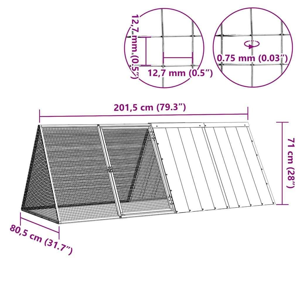 Anthracite Galvanised Steel Rabbit Cage Hutch