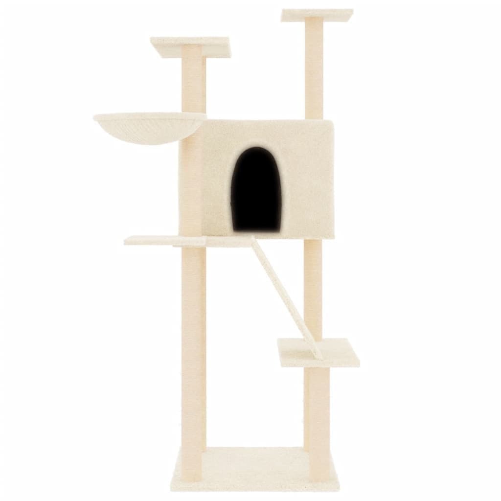 Cream Multi-Level Cat Tree with Scratch Posts and Platforms