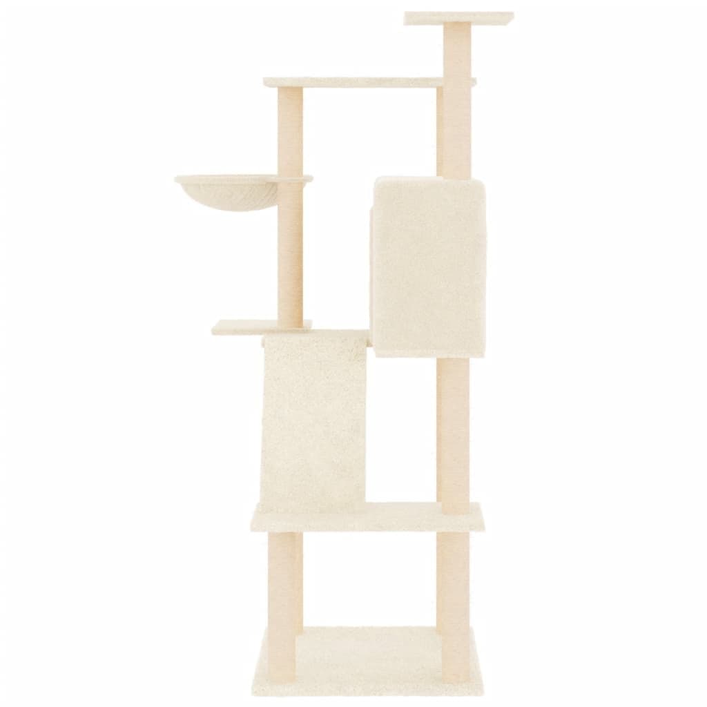 Cream Multi-Level Cat Tree with Scratch Posts and Platforms
