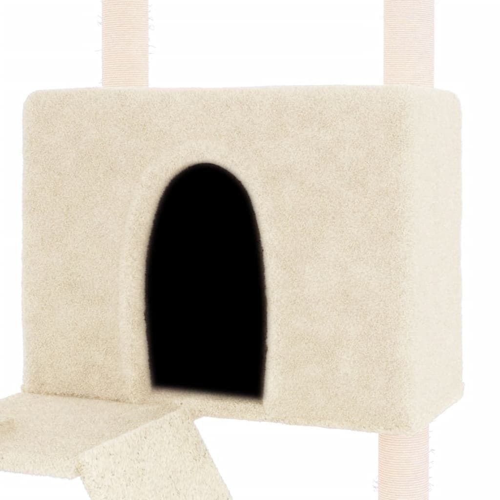 Cream Multi-Level Cat Tree with Scratch Posts and Platforms