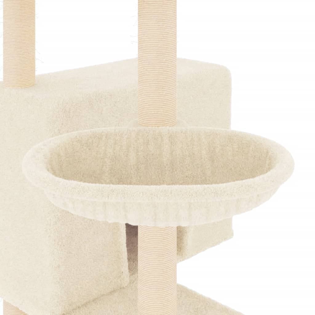 Cream Multi-Level Cat Tree with Scratch Posts and Platforms