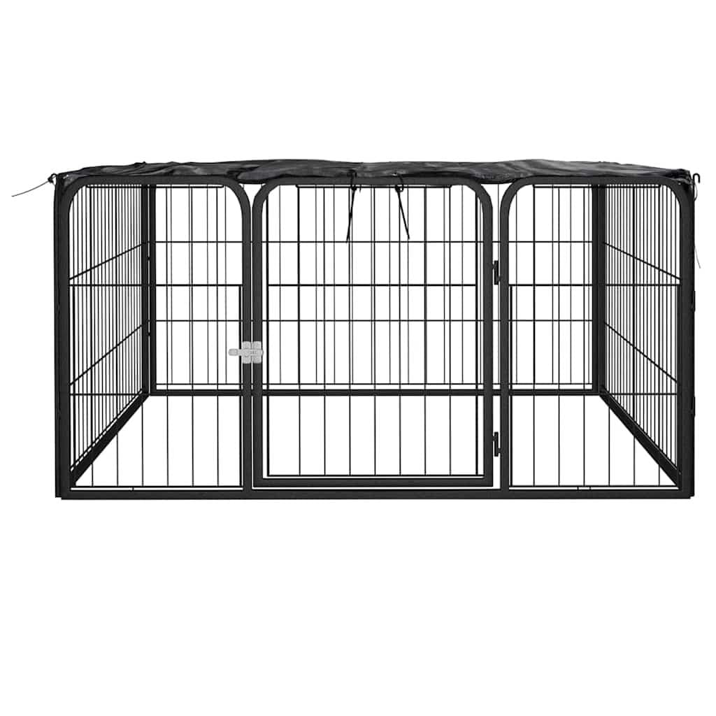 Black Dog Playpen with 4 Panels 100x50 cm