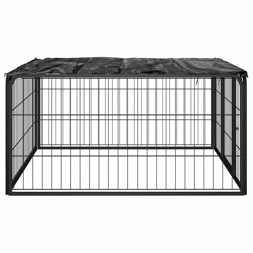 Black Dog Playpen with 4 Panels 100x50 cm