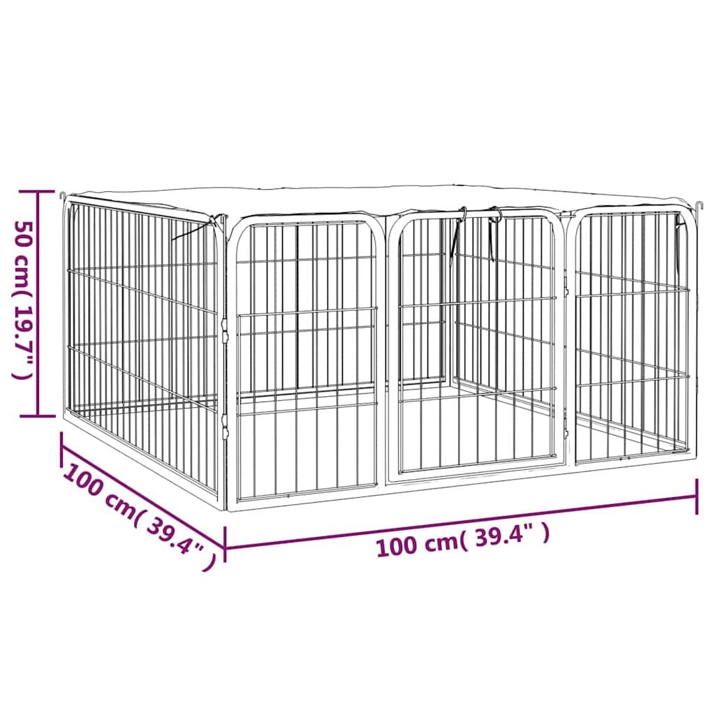 Black Dog Playpen with 4 Panels 100x50 cm